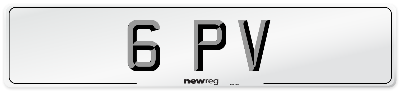 6 PV Number Plate from New Reg